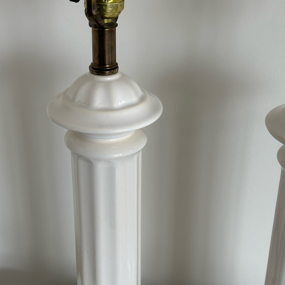 Elegant White Ceramic/Porcelain Column Table Lamps - Picture 7 of 7